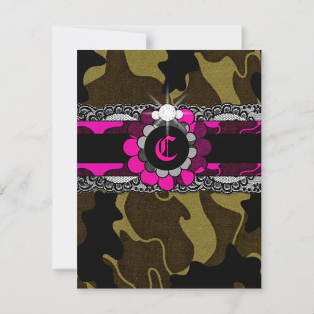 311 Hott Pink Camo Sweet Sixteen Invitation (Front)