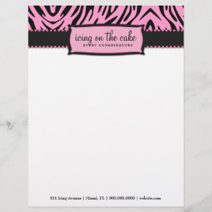311-Icing on the Cake Pink Liquorice Zebra Customized Letterhead