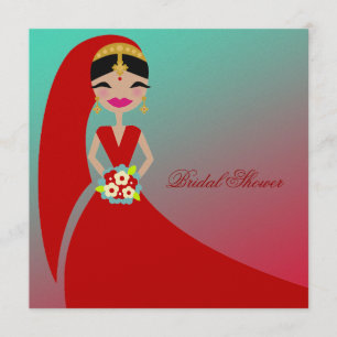 311-Indian Beauty   Bridal Shower Turquoise Dream Invitation