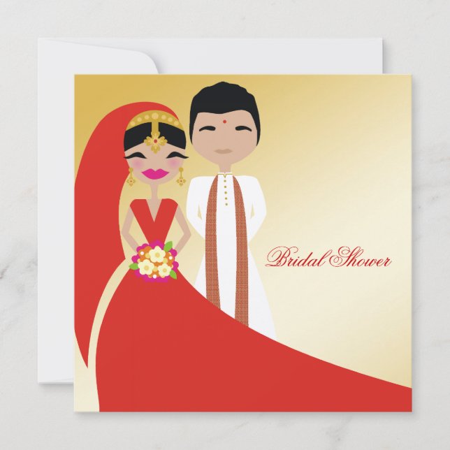 311-Indian Beauty with Groom Bridal Shower Invitation (Front)