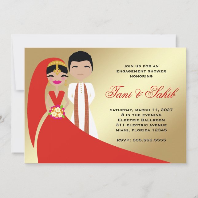 311 Indian Bride & Groom Bindi Invitation (Front)