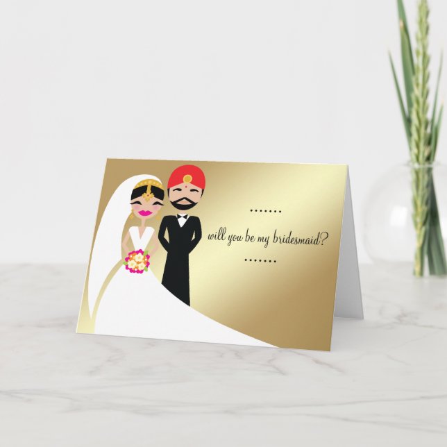 311 Indian Bride & Groom in White Gown Invitation (Front)