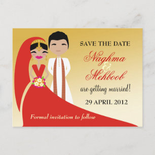 311 Indian Bride & Groom Save the Date Announcement Postcard