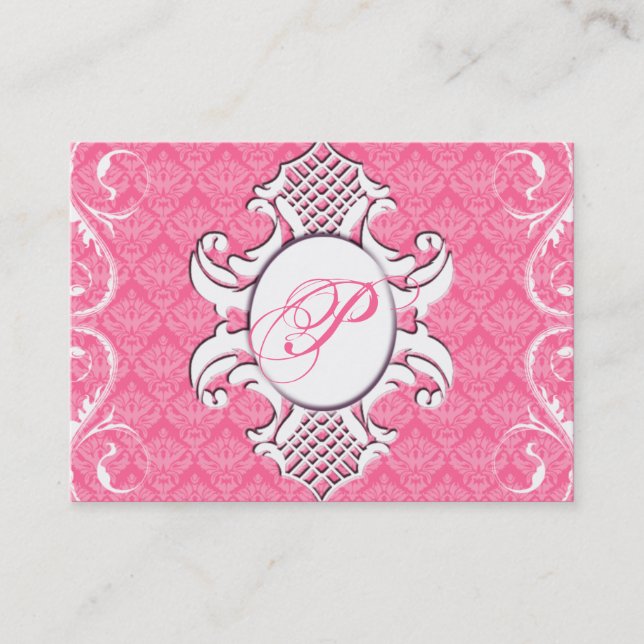 311-Iriana Damask Shield Chubby | Royal Rose Business Card (Front)