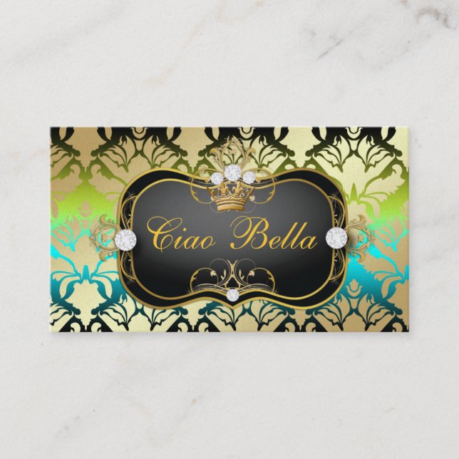 311 Jet Black Ciao Bella Island Sass Metallic Gold Business Card (Front)