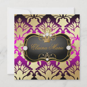 311 Jet Black Ciao Bella Pink Sass Metallic Gold Invitation