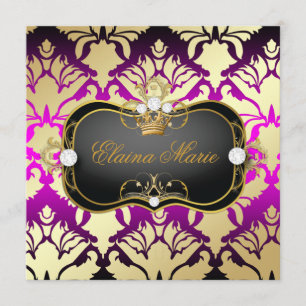 311 Jet Black Ciao Bella Pink Sass Sweet Sixteen Invitation