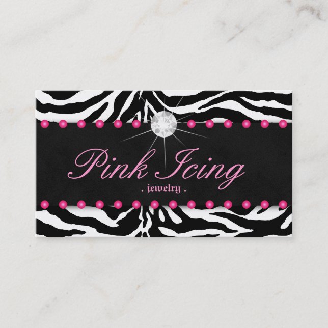 311 Jewellery Business Card Zebra Pink Dots (Front)