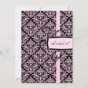 311-Julianna Pink Liquorice Damask Invitation