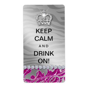 311 Keep Calm Funny Wine Label Diva Pink Glitter