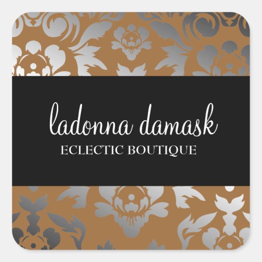 311 Ladonna Damask Bronze Square Sticker