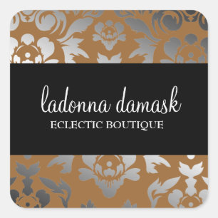 311 Ladonna Damask Bronze Square Sticker