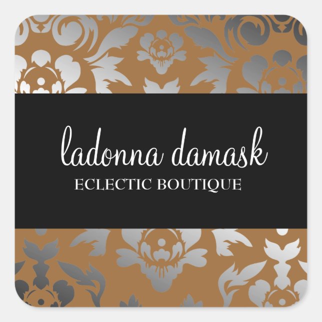 311 Ladonna Damask Bronze Square Sticker (Front)
