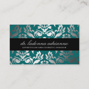 311 Ladonna Damask Deep Teal Business Card
