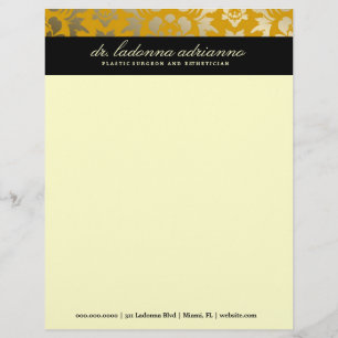 311-Ladonna Damask Golden Yellow Personalized Letterhead
