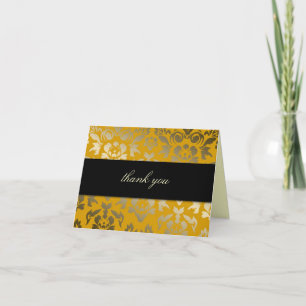 311-Ladonna Damask Golden Yellow Thank You Card