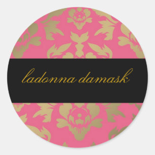 311 Ladonna Damask Pink Classic Round Sticker