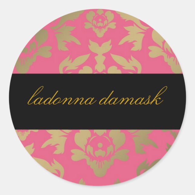 311 Ladonna Damask Pink Classic Round Sticker (Front)