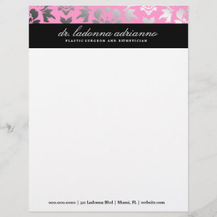 311 Ladonna Damask Pink Personalised Letterhead