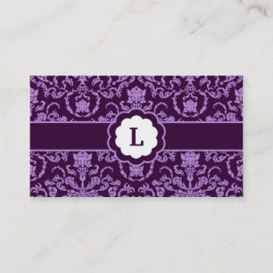 311-Lauren Damask Monogram Purple Business Card