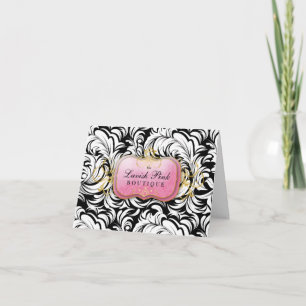 311-Lavish Pink Plate White Leaves Thank You Card