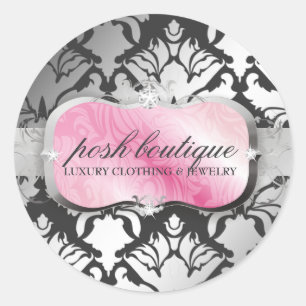 311 Lavish Pink Platter & Damask Shimmer Storm Classic Round Sticker