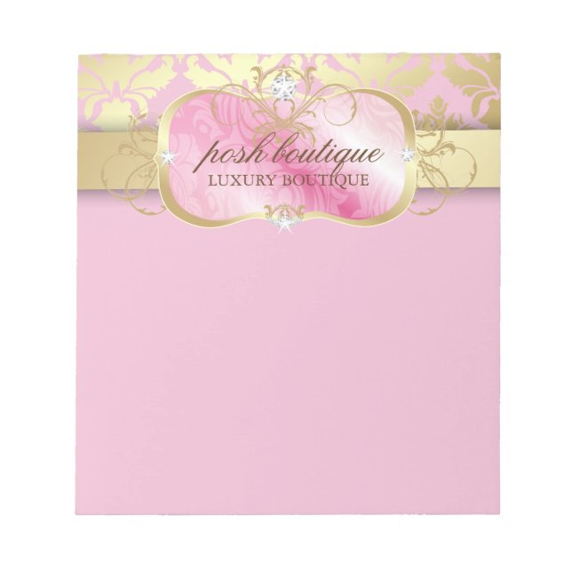 311 Lavish Pink Platter Gold Damask Notepad (Front)