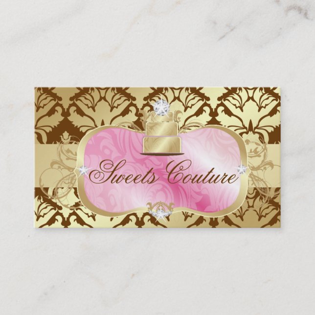 311 Lavish Pink Platter & Golden Cake Shimmer Business Card (Front)