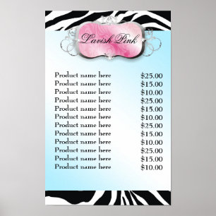 311 Lavish Pink Platter Zebra Price List Poster