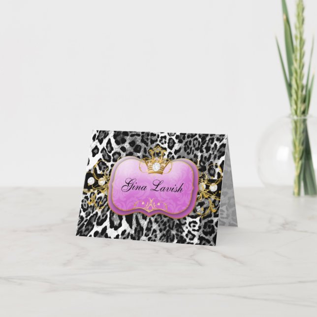 311-Lavish Purple Leopard with Diamonds Invitation (Front)