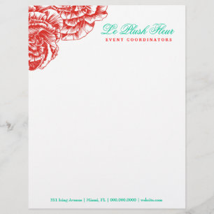 311-Le Plush Fleur - Rouge & Turquoise Letterhead