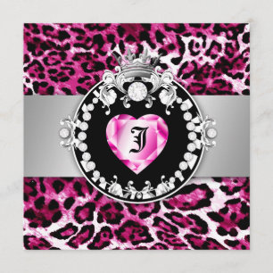 311 Leopard-Tique Queen of Hearts Sweet 16 Hot Pin Invitation