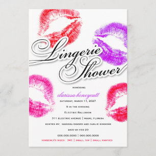 311 Lingerie Shower Colourful Kisses Invitation