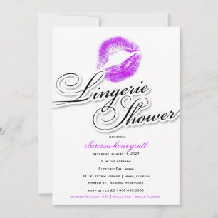 311-Lingerie Shower - Purple Kisses Invitation