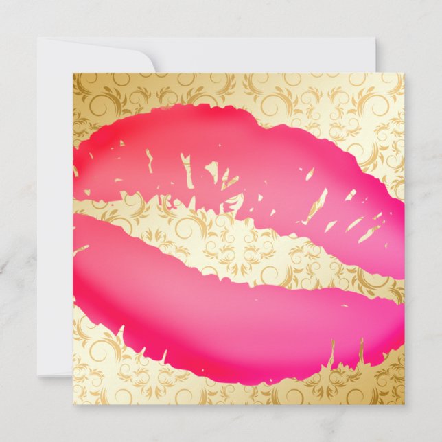 311-Lipstick Kisses | Golden Divine Invitation (Front)
