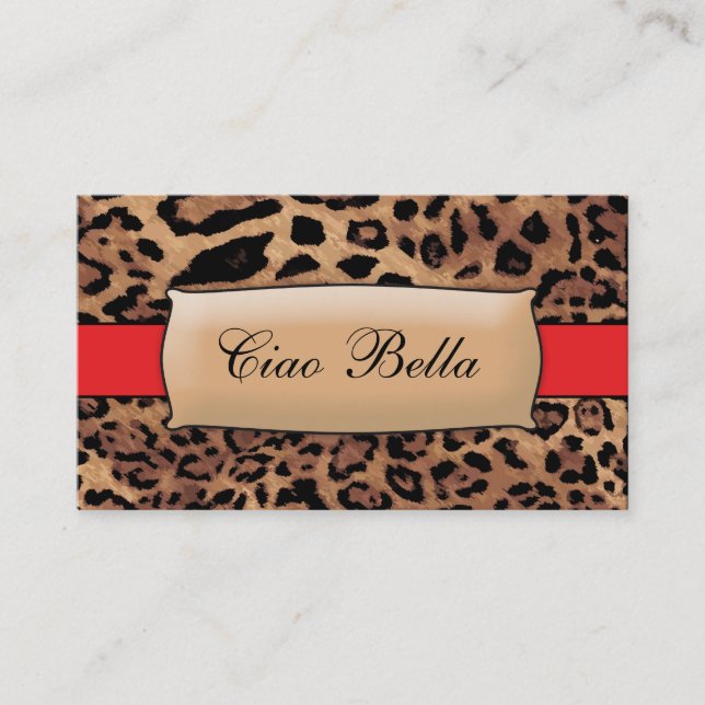 311 Lipstick Red Sassy Leopard Business Card (Front)