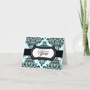 311 Lovey Dovey Damask Thank You Something Blue Card