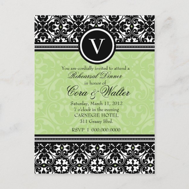 311 LUSCIOUS LIME DAMASK INVITATION (Front)