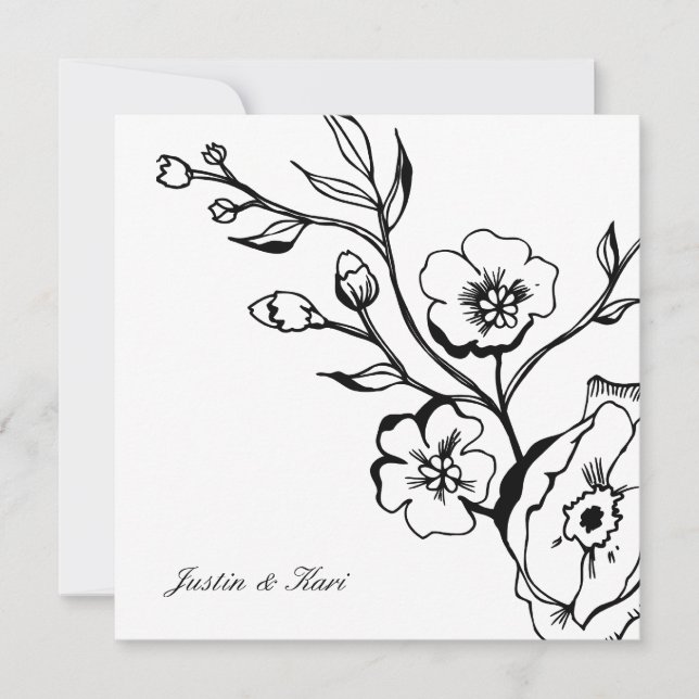311-Lush Black & White Invitation (Front)