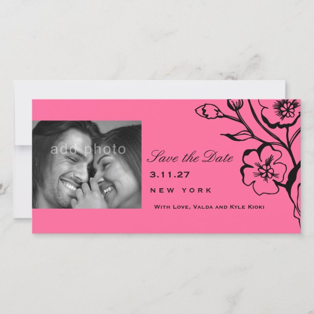 311-Lush Pink Black Save the Date (Front)