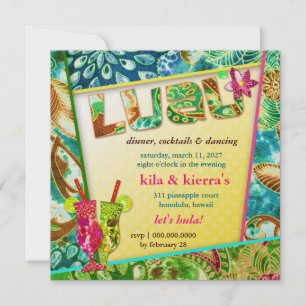 311 Lushious Luau Invitation Golden Metallic