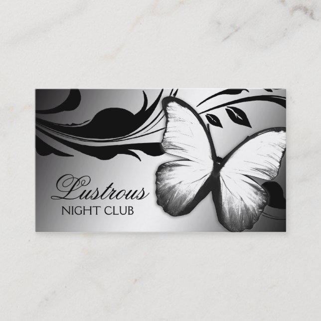311 Lustrous Butterfly Black White Business Card (Front)