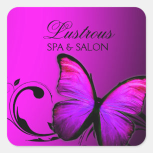 311 Lustrous Butterfly Pink Purple Square Sticker