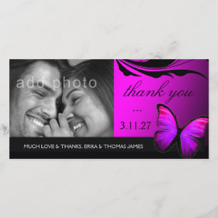 311 Lustrous Butterfly Pink PUrple Thank You Card