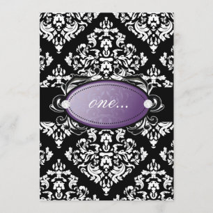 311 Luxuriously Black White Damask Purple Invitation