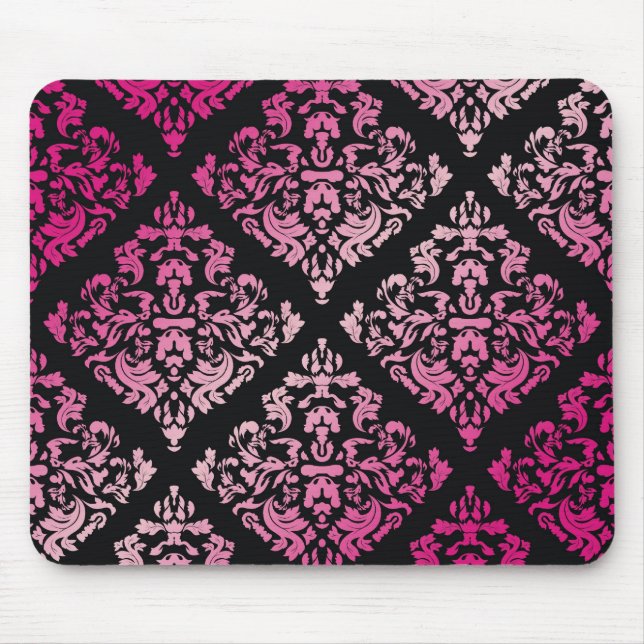 311-Luxuriously Pink Damask Mouse Mat (Front)