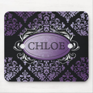 311-Luxuriously Purple Damask Mouse Mat