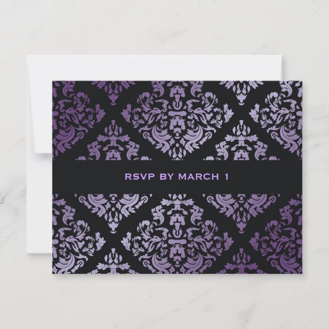 311-Luxuriously Purple Damask RSVP Card (Front)