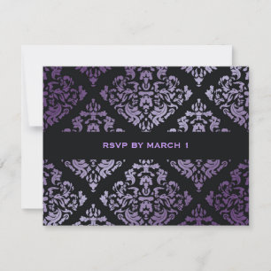 311-Luxuriously Purple Damask RSVP Card