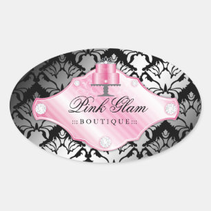 311 Luxury Cakes Damask Shimmer Oval Sticker